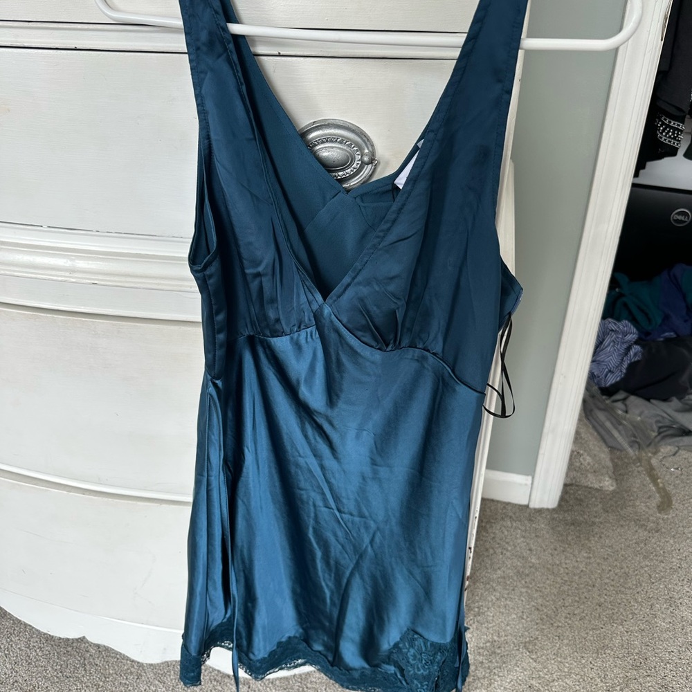 Princess Polly Teal Satin Mini Dress